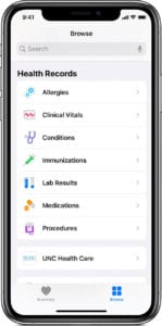 Browse Health Record on iPhone