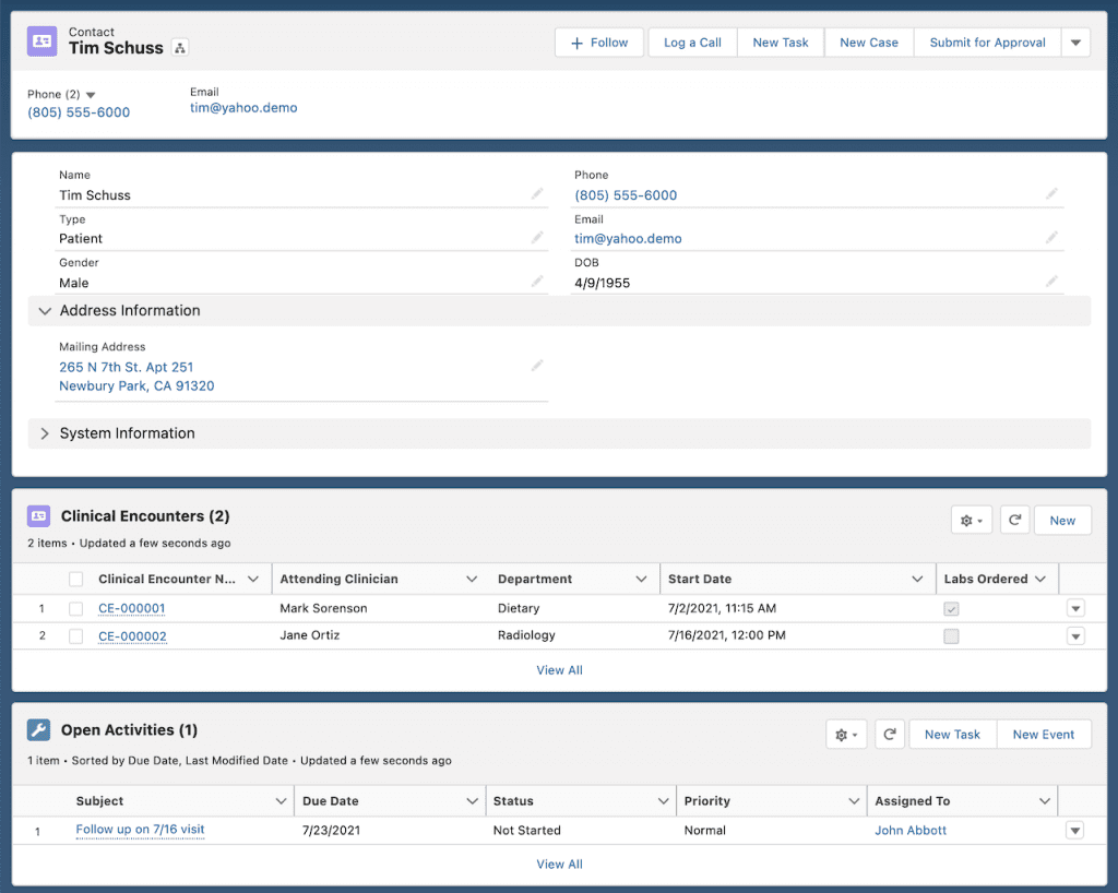 Patient Record in Database