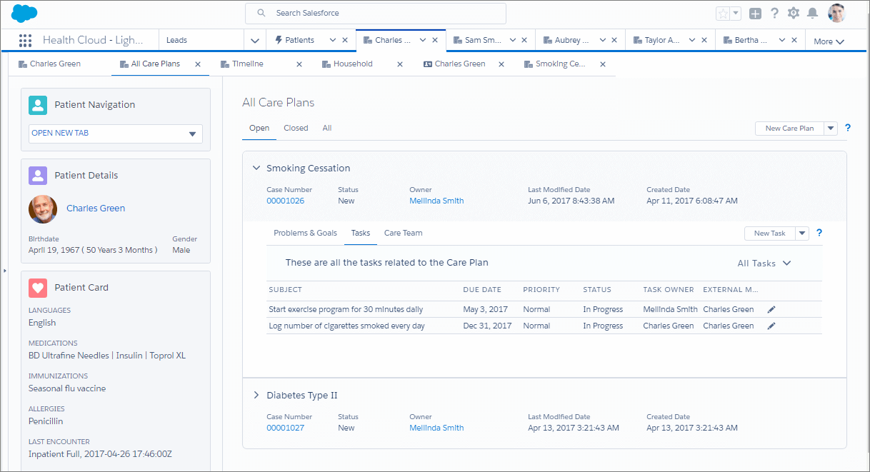 Salesforce Health Cloud Lightning Care Plan