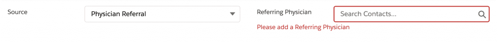 Salesforce Referring Physician Validation Error