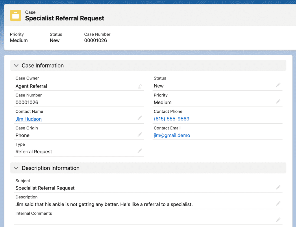 Service Cloud Case Referral Request